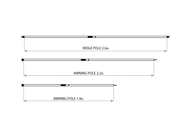 Oztent 3 Stage Telescopic Ridge Pole 2.6m
